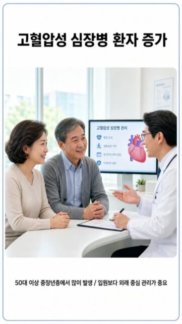 50대 이후 급증하는 고혈압성 심장병: 외래 관리와 여성 환자 증가세 분석

고혈압성 심장병은 50대 이상 중장년층에 집중되며, 특히 여성 환자가 많고 외래 진료가 주를 이룬다. 대형 병원과 수도권에 환자가 집중되어 있는 가운데, 조기 발견과 지속적인 외래 관리의 중요성이 강조된다. 중장년층 건강 관리의 핵심 과제로 떠오르는 이 질환의 최신 통계를 살펴본다.

고혈압성 심장병
